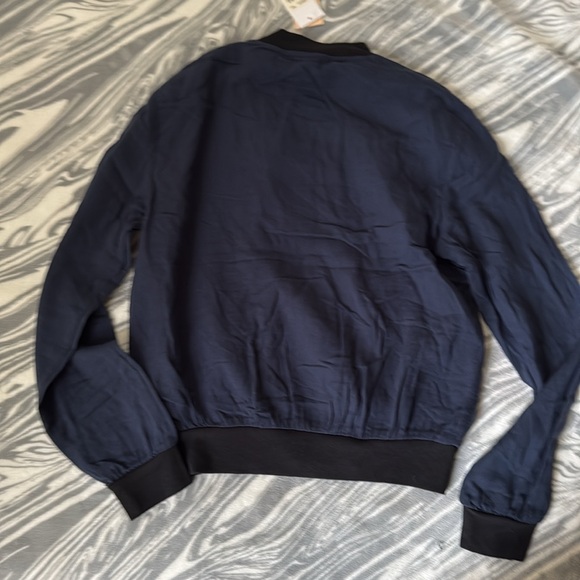 NWT Blue Varsity Jacket with Ribbed Collar and Cuffs - Picture 2 of 4